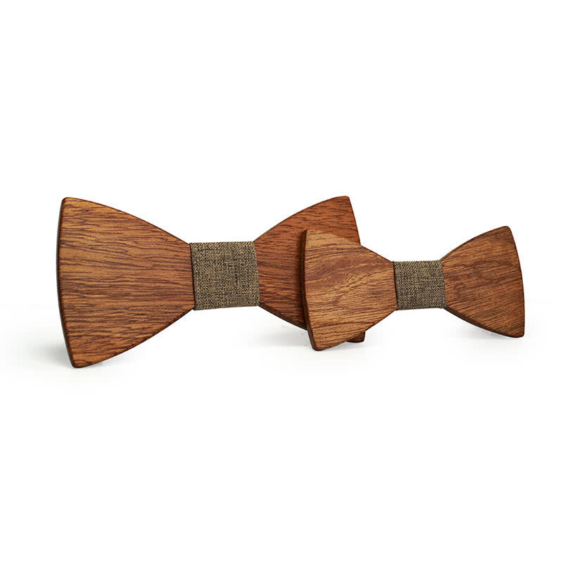 Set di 2 papillon in legno massello naturale per genitori e figli da uomo
