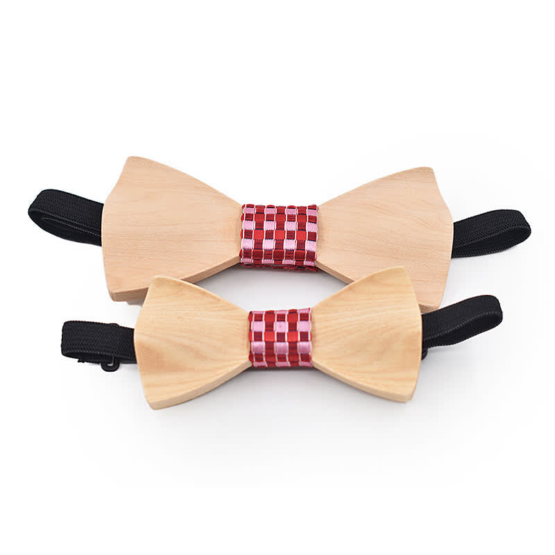 Set di 2 papillon in legno d'acero per uomo, genitore-figlio