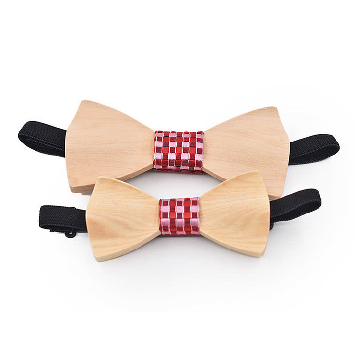 Set di 2 papillon in legno d'acero per uomo, genitore-figlio
