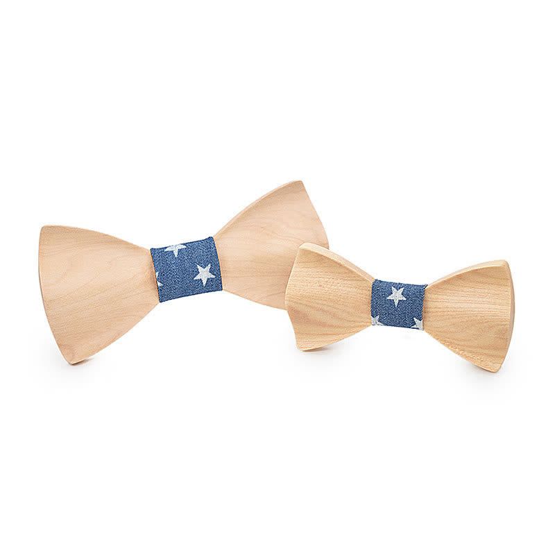Set di 2 papillon in legno d'acero per uomo, genitore-figlio
