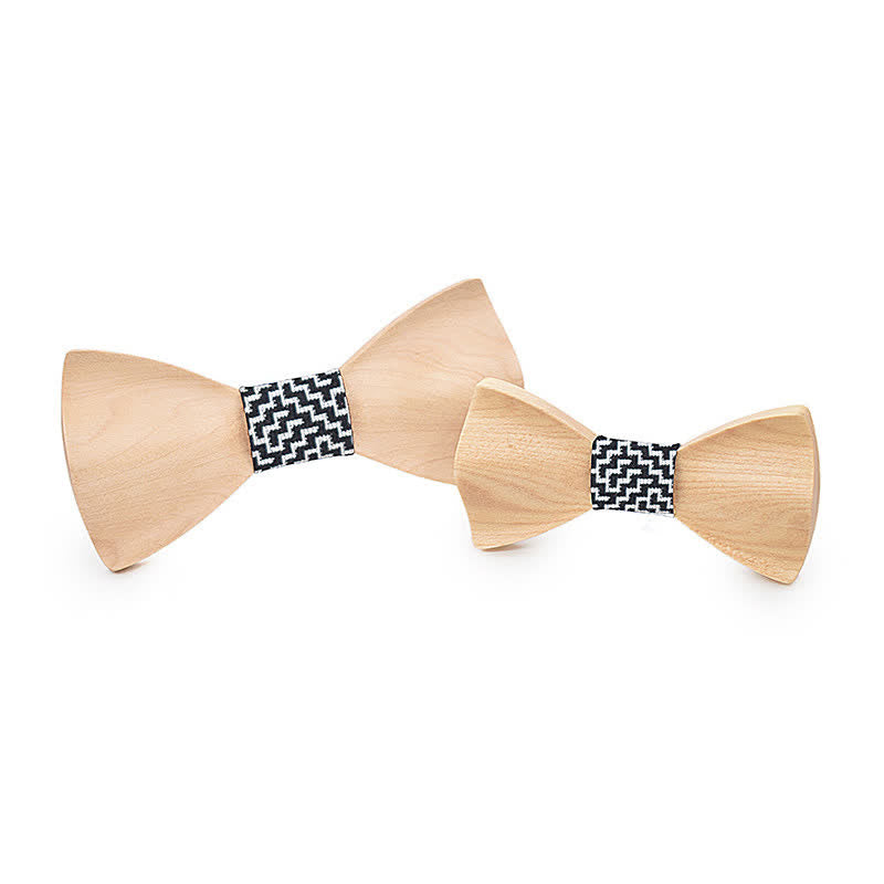 Set di 2 papillon in legno d'acero per uomo, genitore-figlio