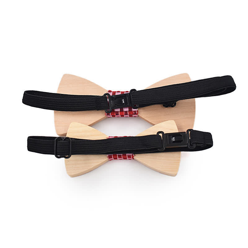 Set di 2 papillon in legno d'acero per uomo, genitore-figlio