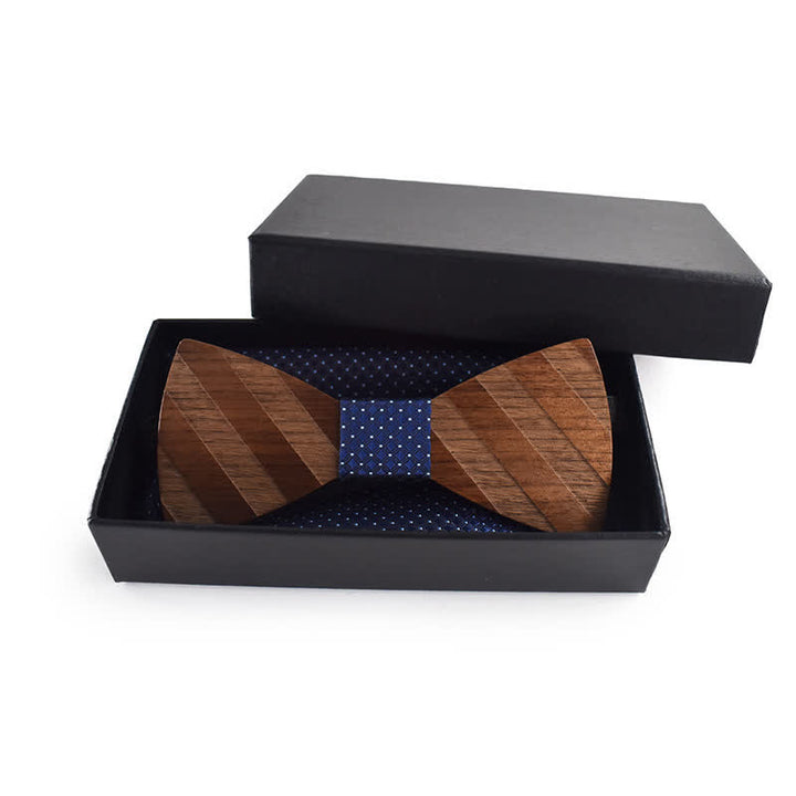 Set di 4 papillon in legno con motivo a righe formali da uomo