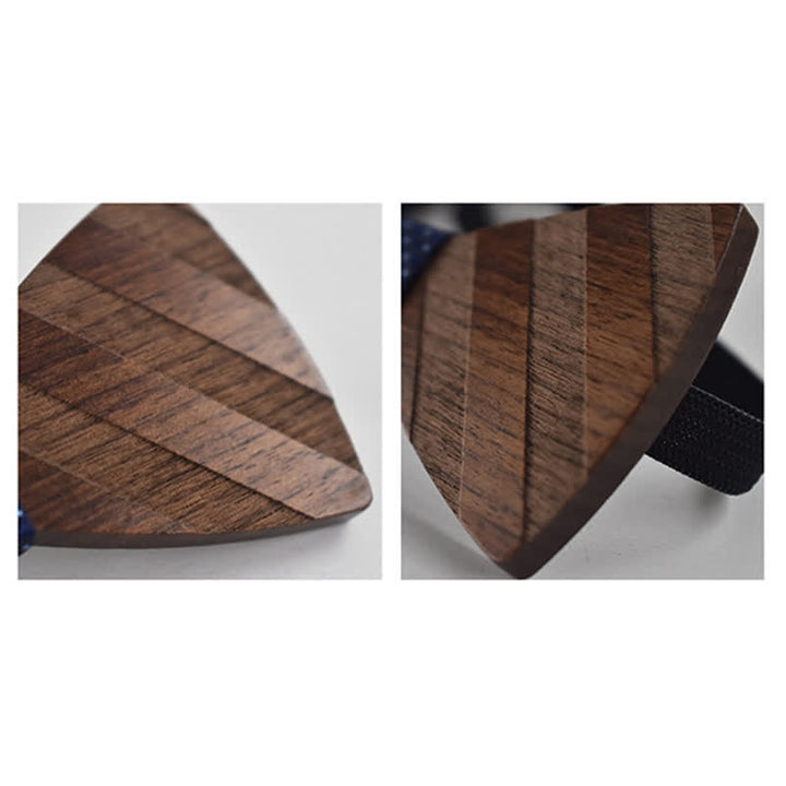Set di 4 papillon in legno con motivo a righe formali da uomo - image 4
