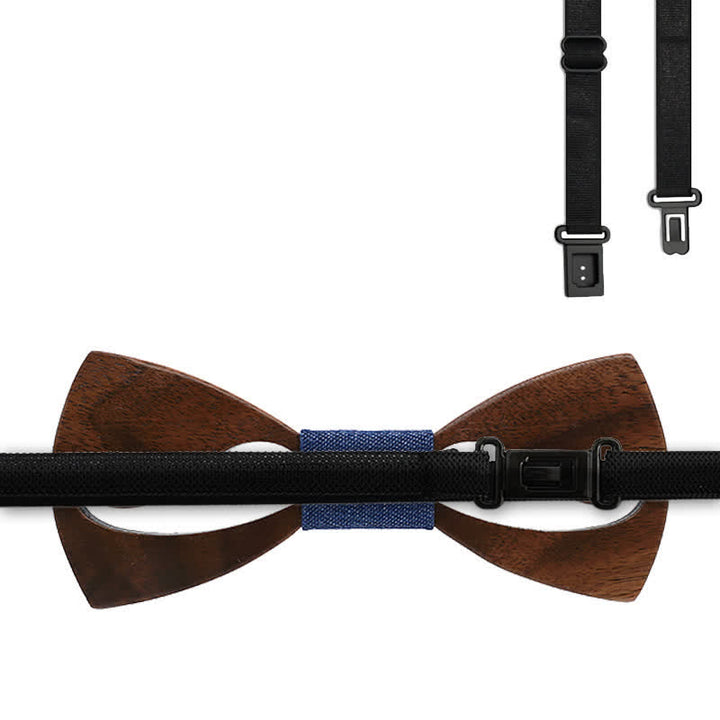Set di 3 papillon in legno con baffi cavi divertenti da uomo