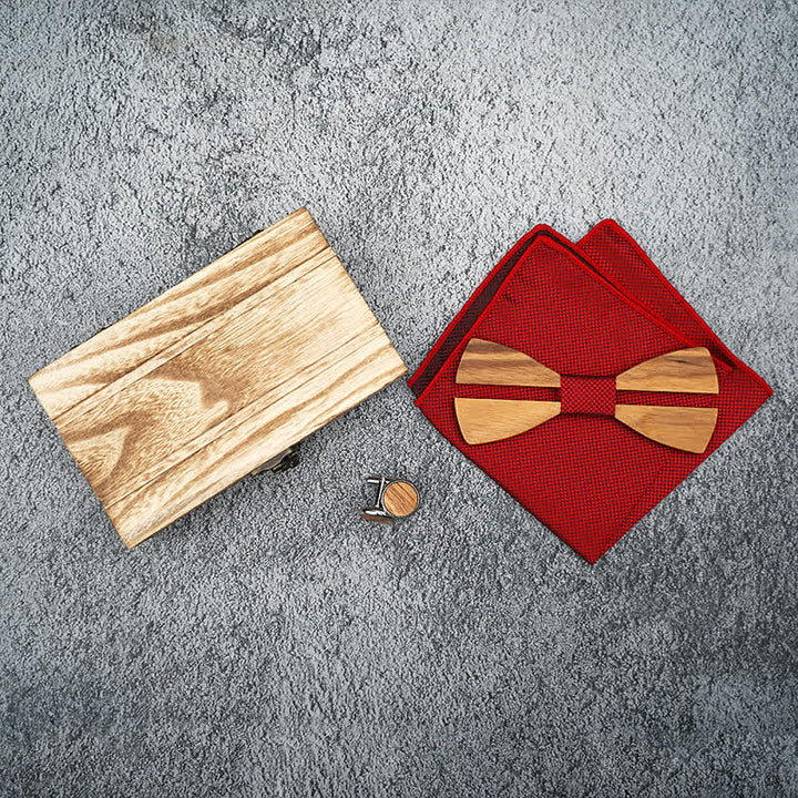 Set di 3 papillon in legno con baffi cavi divertenti da uomo