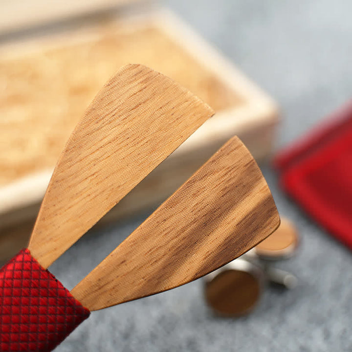 Set di 3 papillon in legno con baffi cavi divertenti da uomo