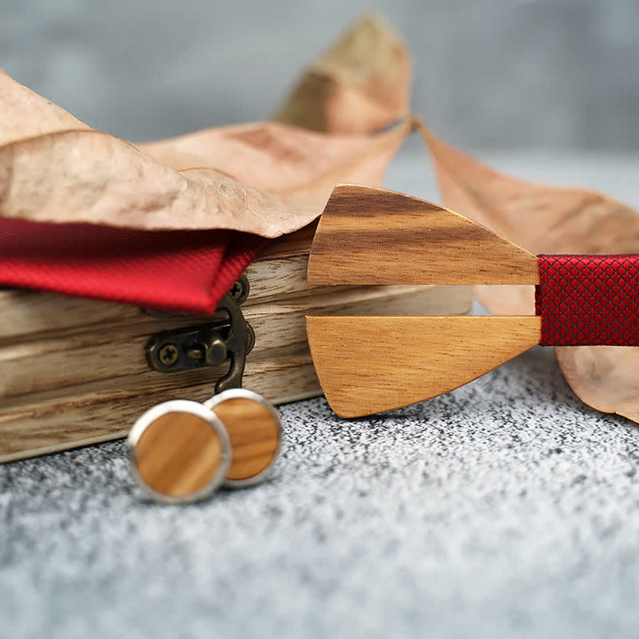 Set di 3 papillon in legno con baffi cavi divertenti da uomo