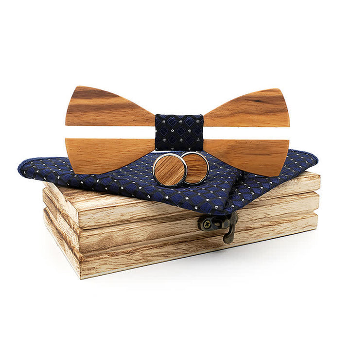 Set di 3 papillon in legno con baffi cavi divertenti da uomo