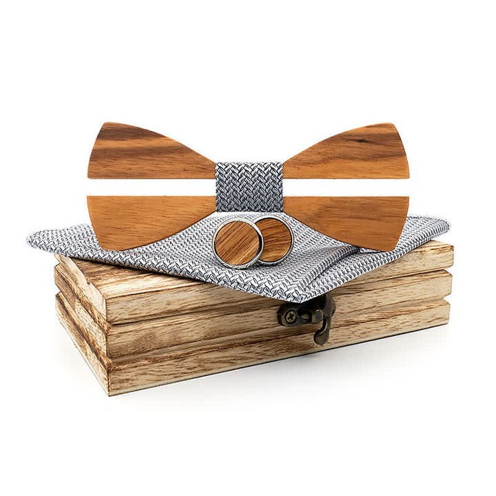 Set di 3 papillon in legno con baffi cavi divertenti da uomo