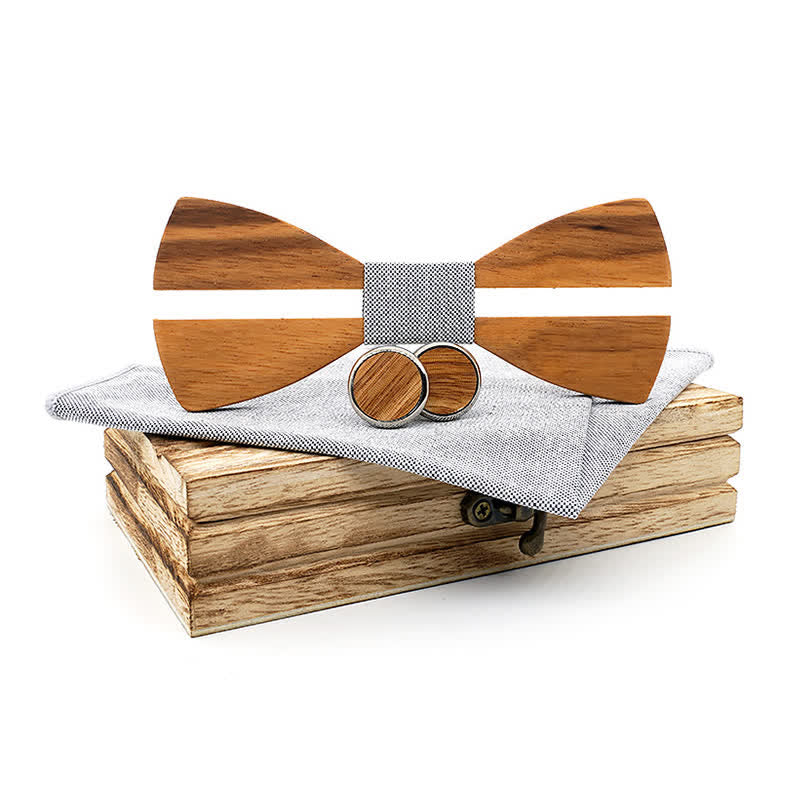 Set di 3 papillon in legno con baffi cavi divertenti da uomo