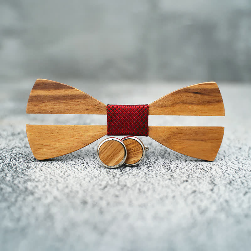 Set di 3 papillon in legno con baffi cavi divertenti da uomo