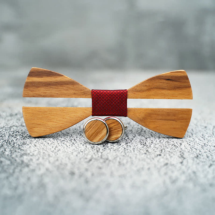 Set di 3 papillon in legno con baffi cavi divertenti da uomo