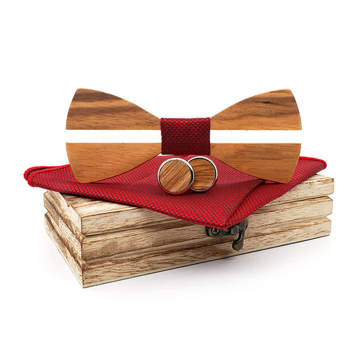 Set di 3 papillon in legno con baffi cavi divertenti da uomo