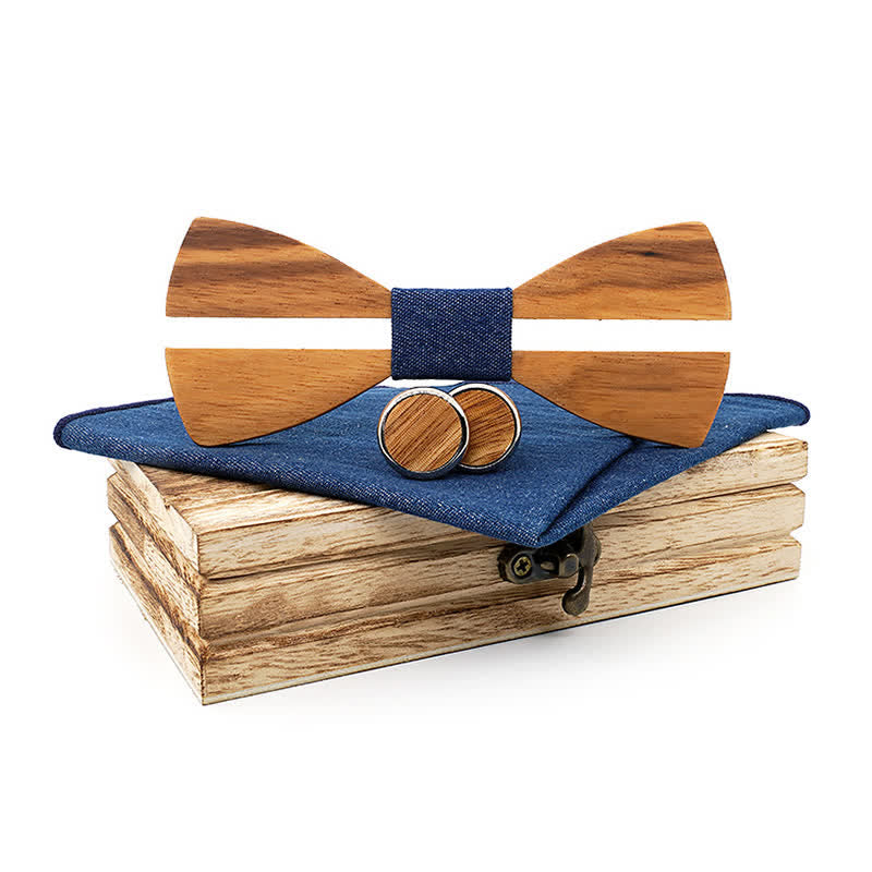 Set di 3 papillon in legno con baffi cavi divertenti da uomo