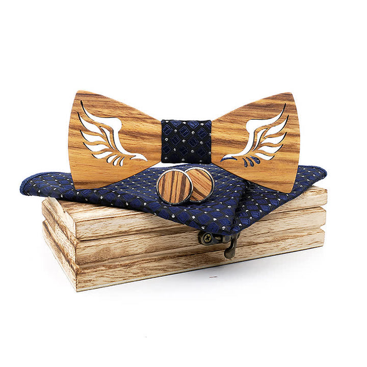 Set di 3 papillon in legno con ali ad angolo cavo da uomo