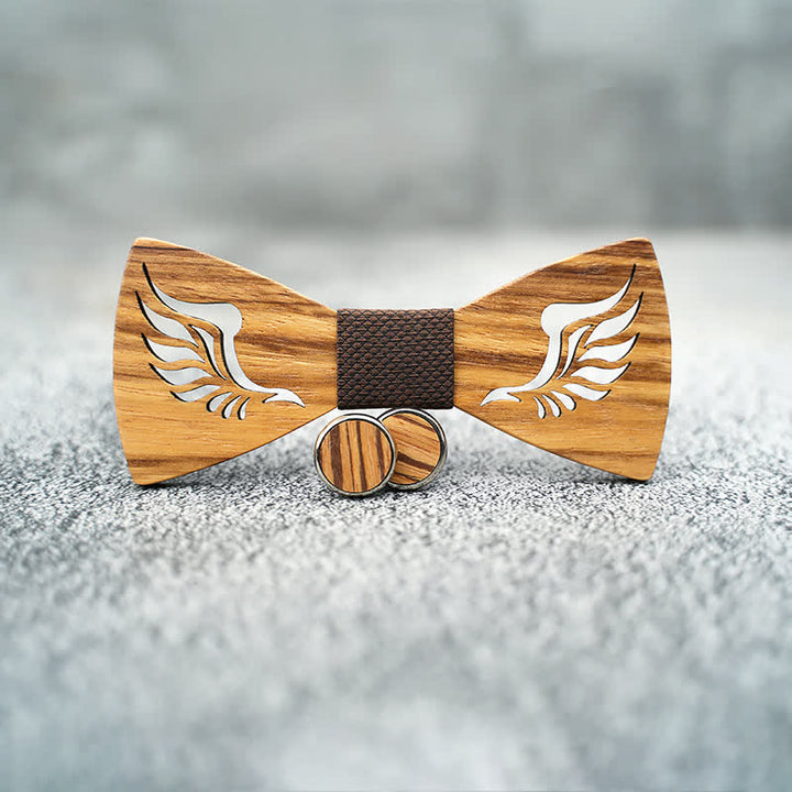 Set di 3 papillon in legno con ali ad angolo cavo da uomo - image 6