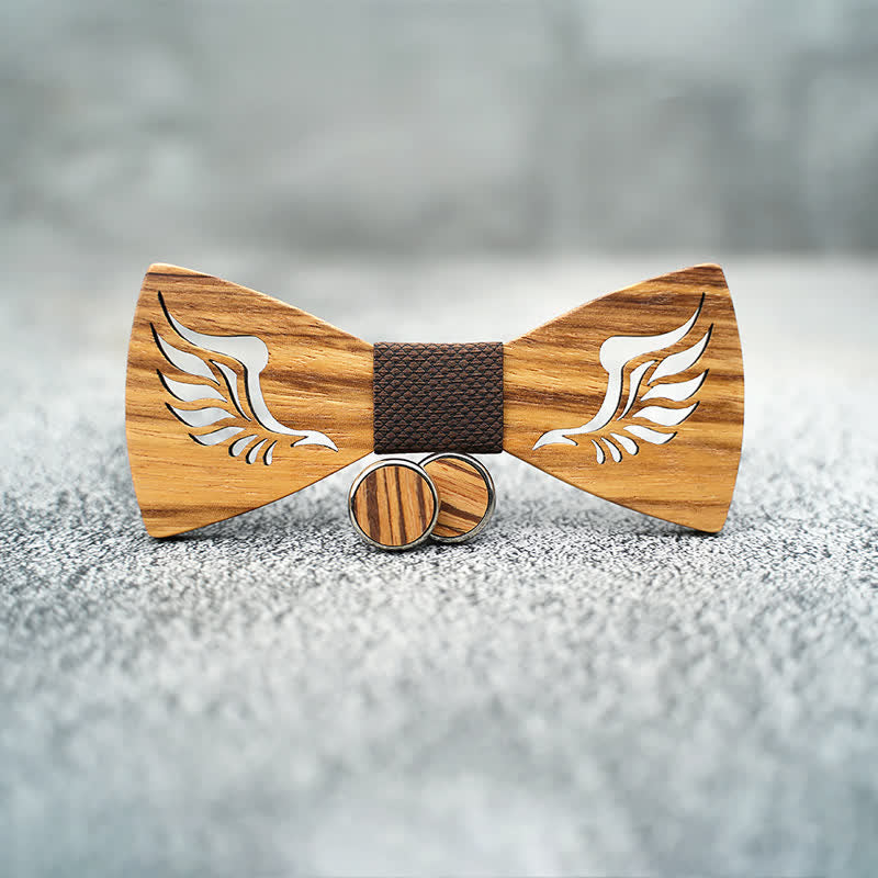 Set di 3 papillon in legno con ali ad angolo cavo da uomo