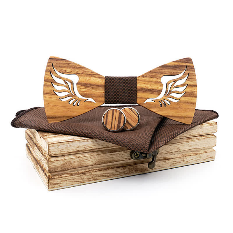 Set di 3 papillon in legno con ali ad angolo cavo da uomo