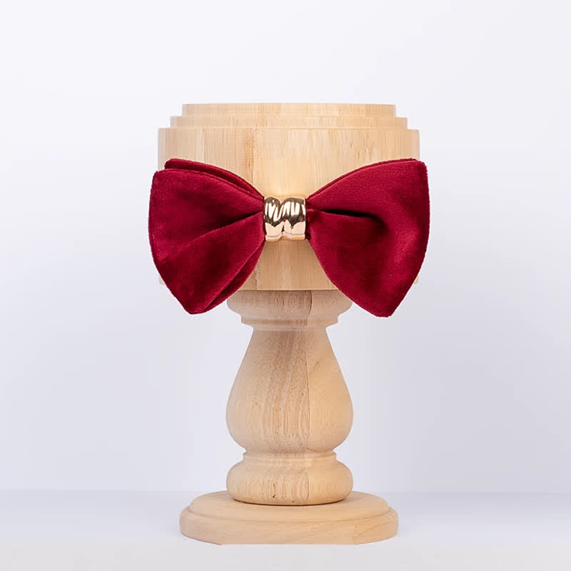 Papillon da uomo in velluto stile farfalla in metallo oro rosa - Borgogna - image 7