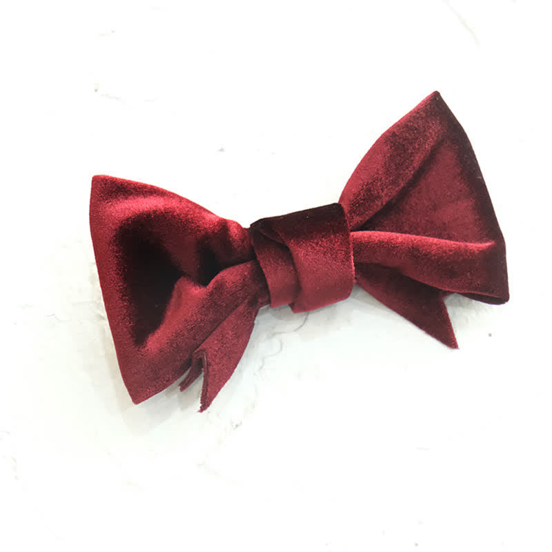 Papillon in velluto a forma di nodo a fiocco unico da uomo - image 2