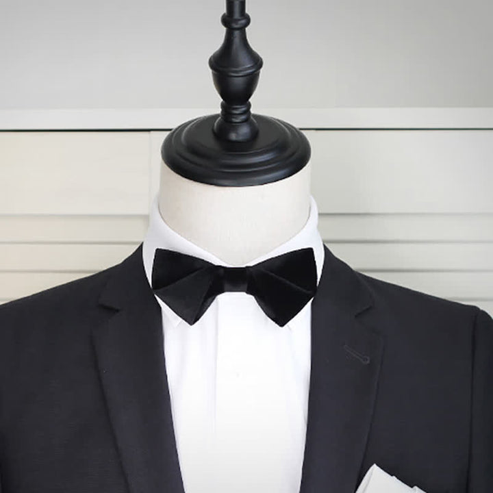 Papillon da uomo in velluto nero tinta unita da sposa