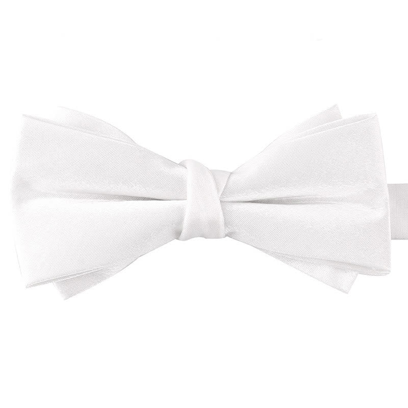 Papillon lucido da uomo a doppio strato, tinta unita - Bianco - image 16