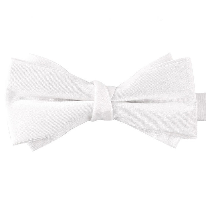 Papillon lucido da uomo a doppio strato, tinta unita - Bianco - image 16