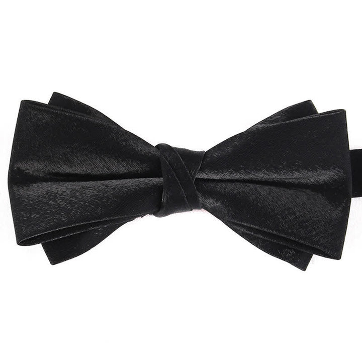 Papillon lucido da uomo a doppio strato, tinta unita - Nero - image 18