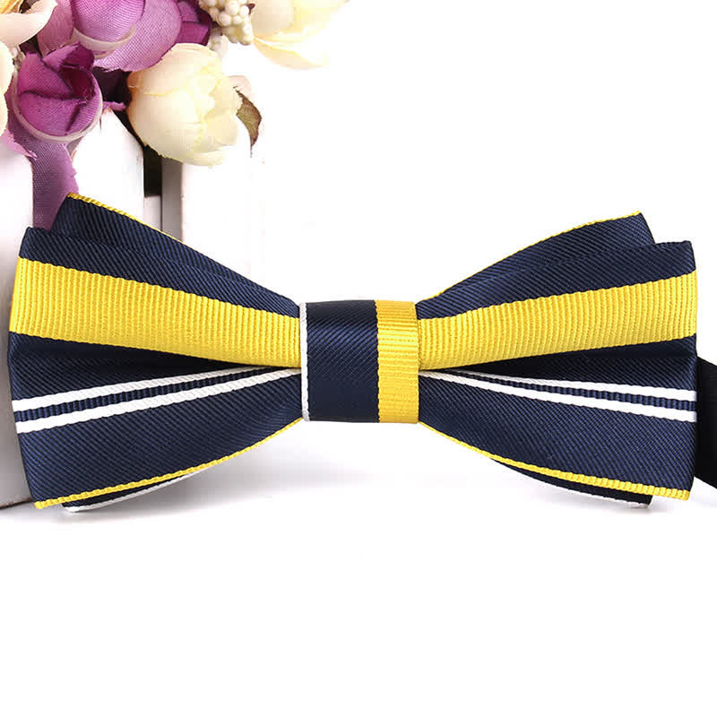 Papillon a righe colorate elegante e innovativo da uomo - Giallo e blu navy - image 7