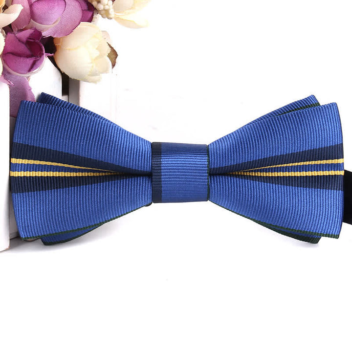 Papillon a righe colorate elegante e innovativo da uomo - Blu e cachi - image 10