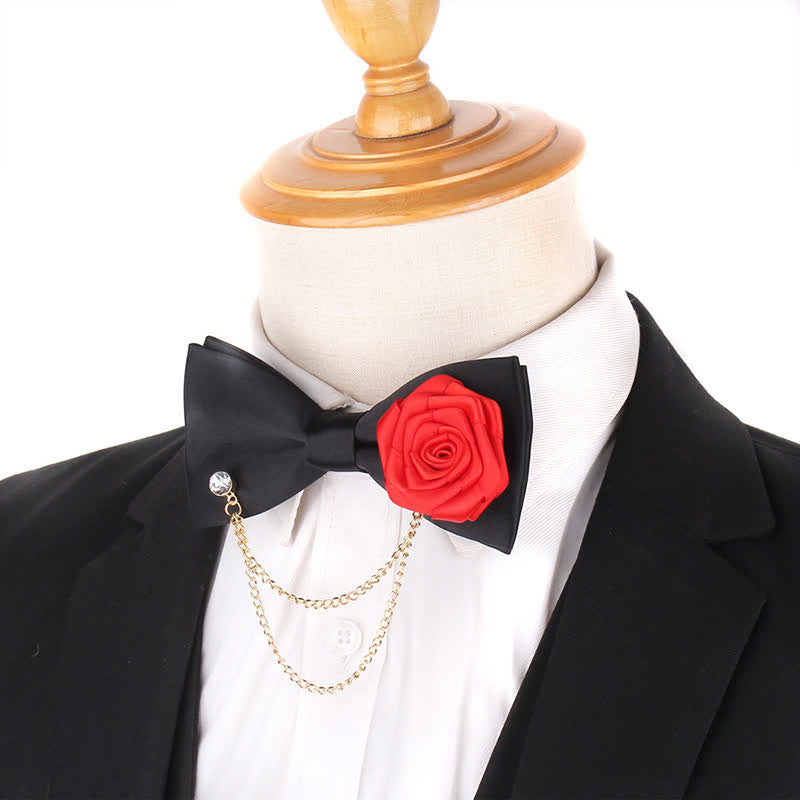 Papillon elegante da uomo con decorazione a catena dorata e rosa - image 10
