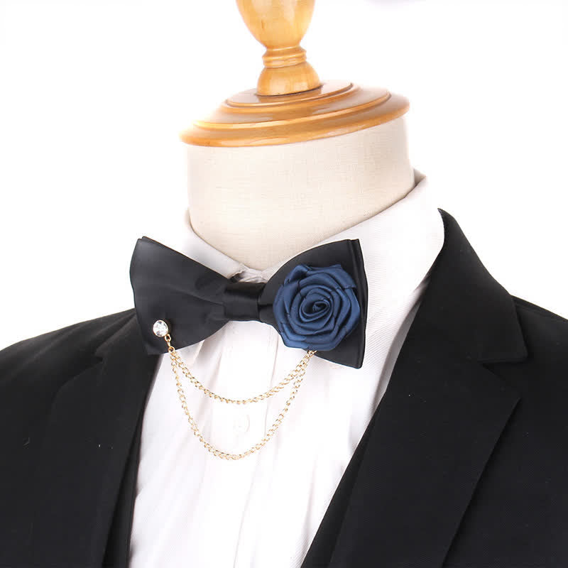 Papillon elegante da uomo con decorazione a catena dorata e rosa - image 18
