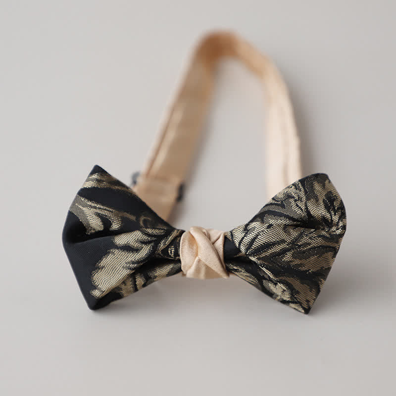 Papillon da uomo vintage con motivo floreale nero e oro antico - Stile n. 6 - image 8