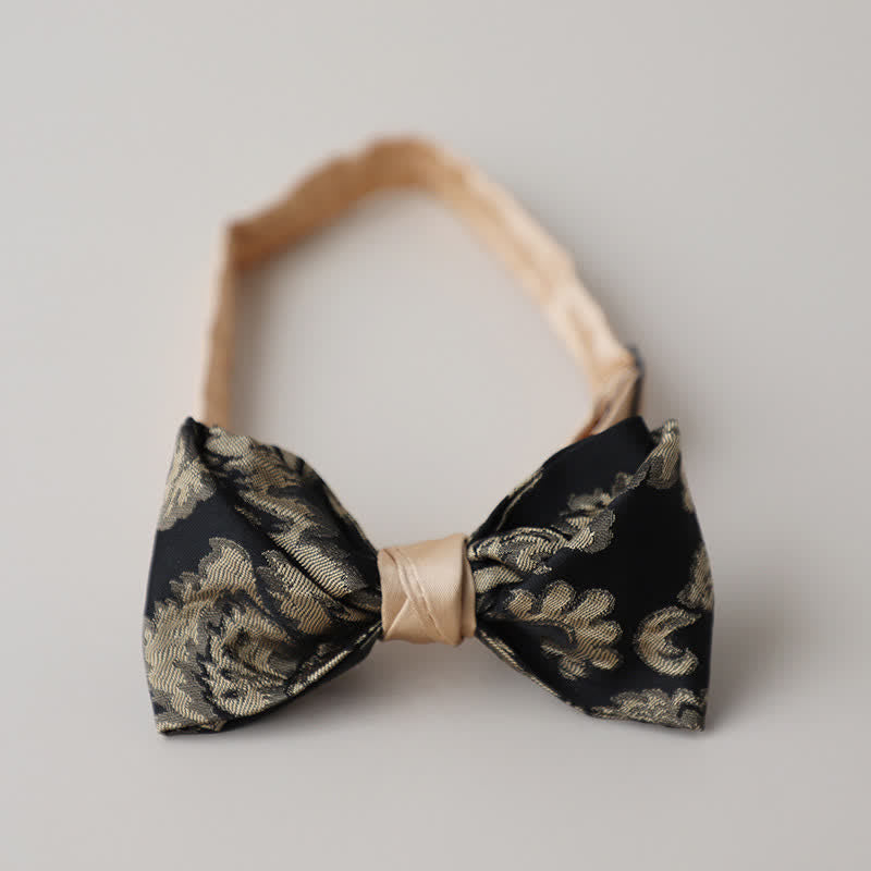 Papillon da uomo vintage con motivo floreale nero e oro antico - Stile n. 4 - image 6
