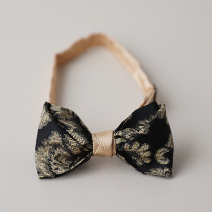 Papillon da uomo vintage con motivo floreale nero e oro antico - Stile n. 4 - image 6