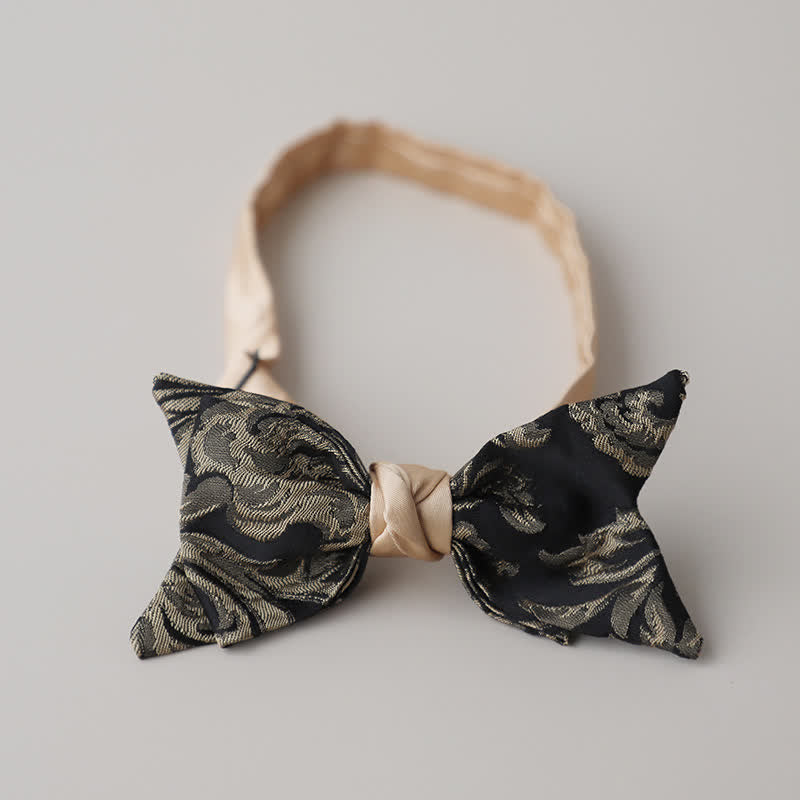 Papillon da uomo vintage con motivo floreale nero e oro antico - Stile n. 3 - image 5