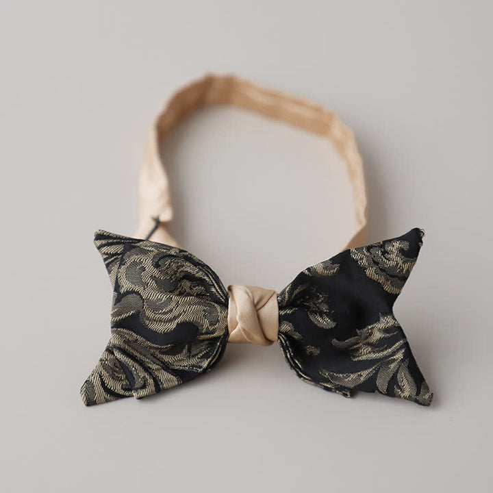 Papillon da uomo vintage con motivo floreale nero e oro antico - Stile n. 3 - image 5