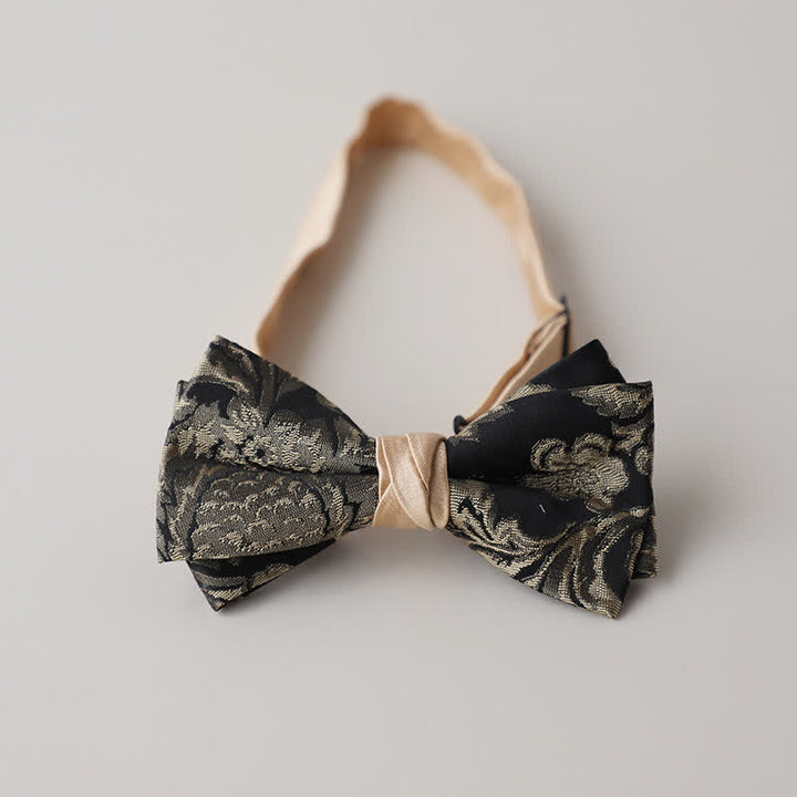 Papillon da uomo vintage con motivo floreale nero e oro antico - Stile n. 2 - image 4