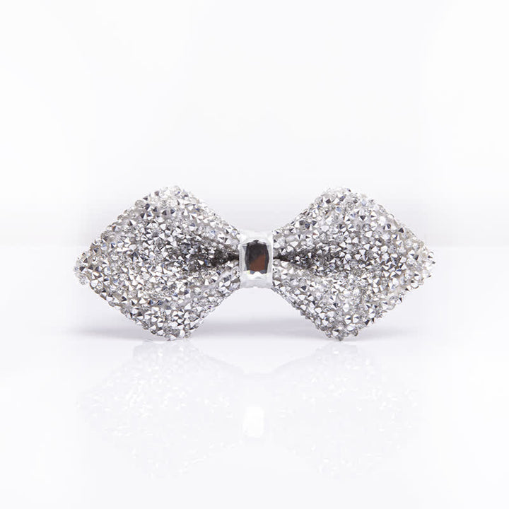 Papillon da uomo con strass bianchi scintillanti