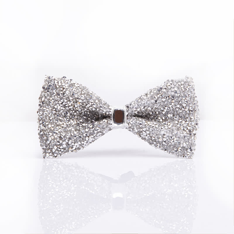 Papillon da uomo con strass bianchi scintillanti
