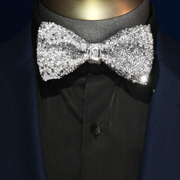Papillon da uomo con strass bianchi scintillanti