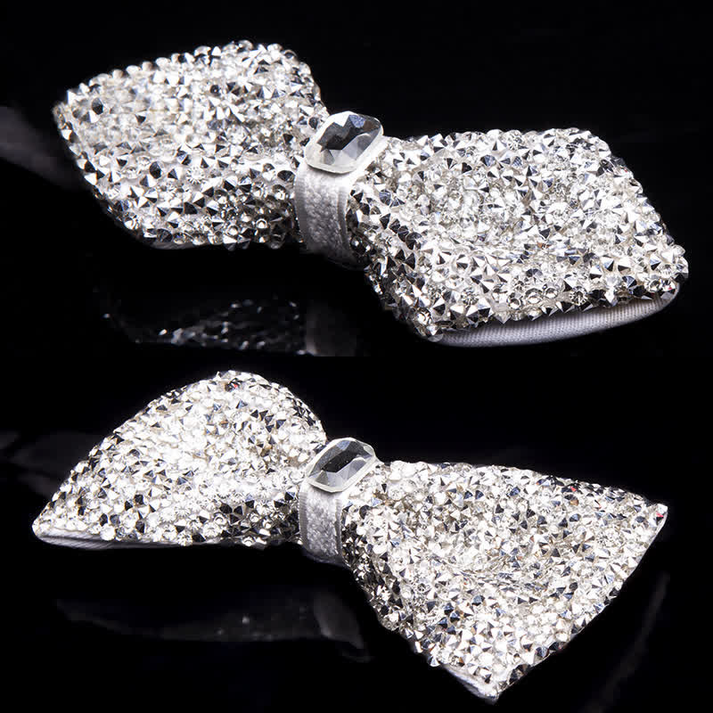 Papillon da uomo con strass bianchi scintillanti