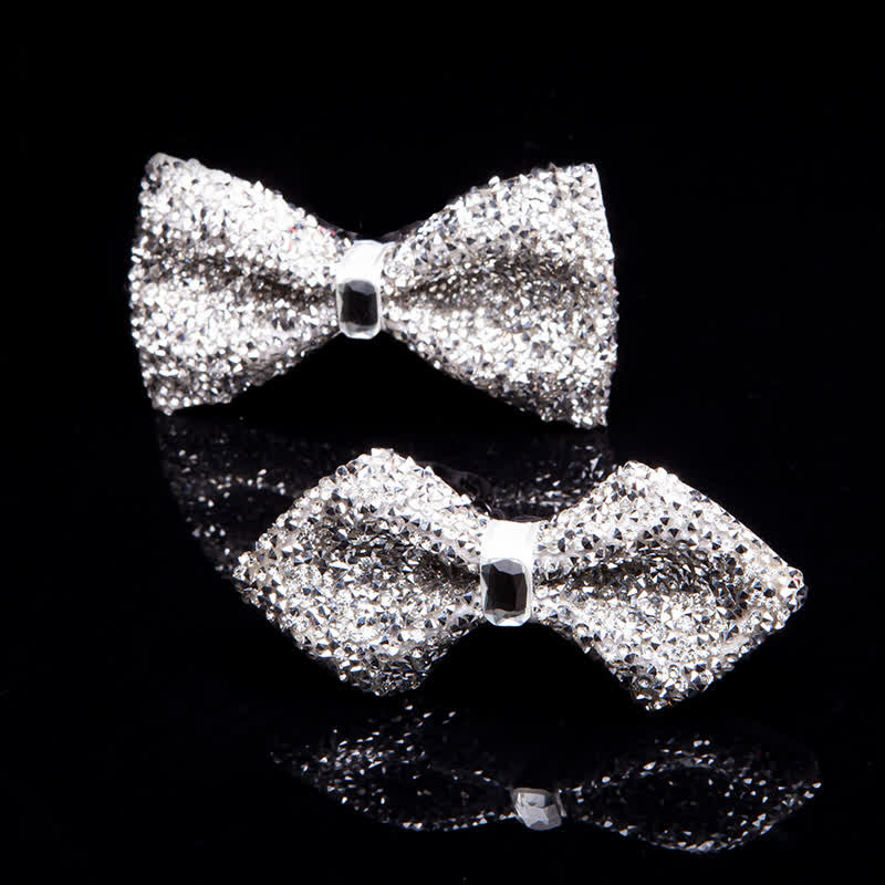 Papillon da uomo con strass bianchi scintillanti