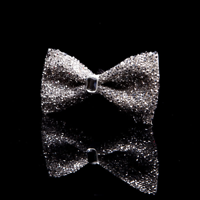 Papillon da uomo con strass bianchi scintillanti