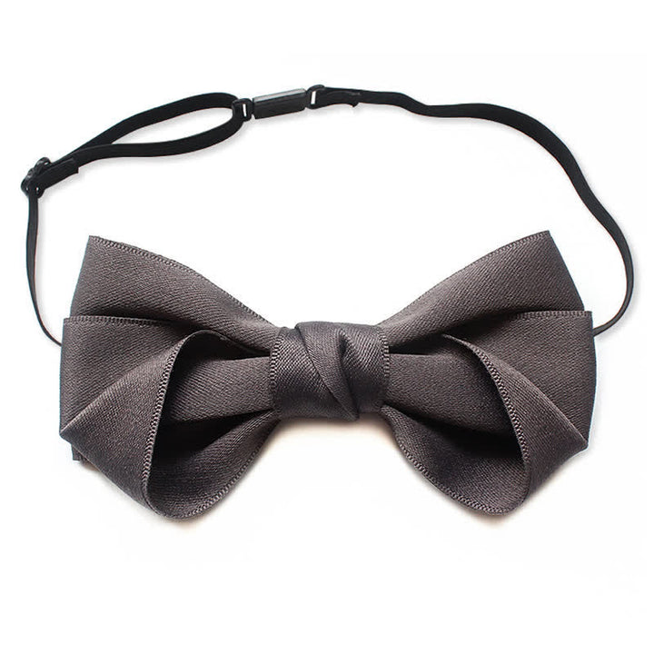 Camicia da uomo semplice alla moda con papillon e colori solidi - Grigio scuro - image 8