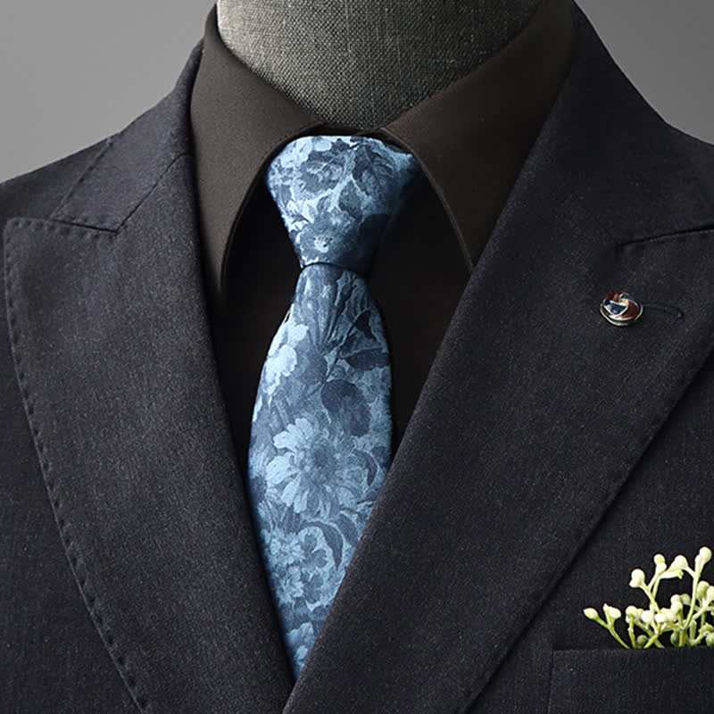 Cravatta da uomo con motivo floreale vintage - Blu - Da annodare - image 13