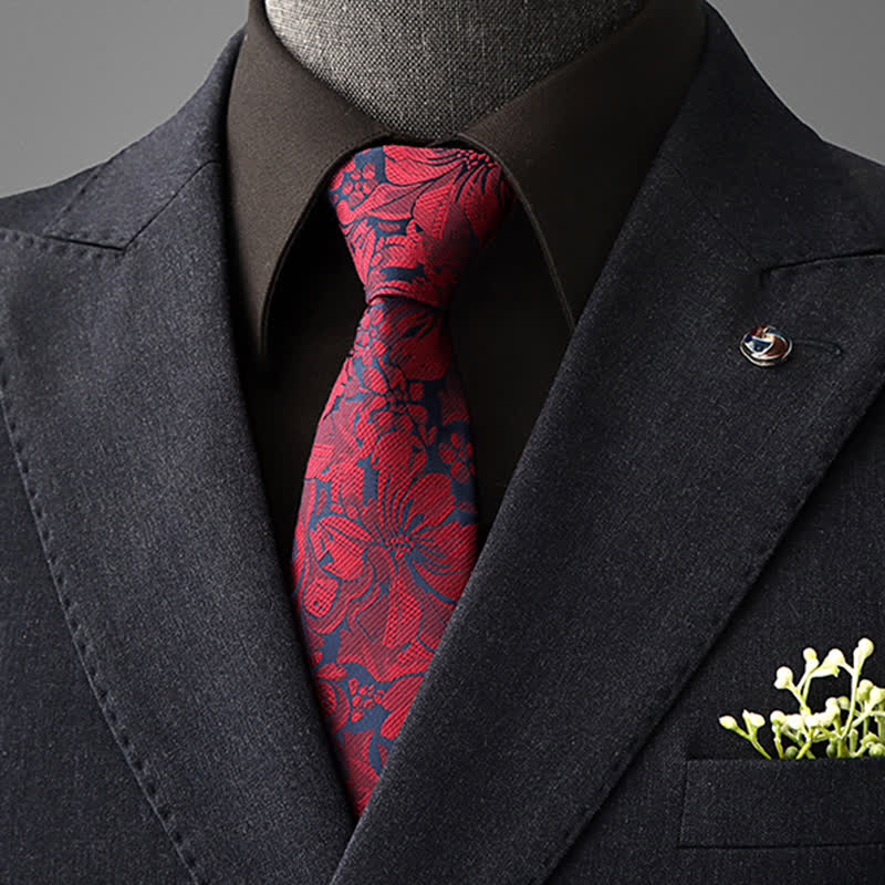 Cravatta da uomo con motivo floreale vintage - Rosso - Da annodare - image 16