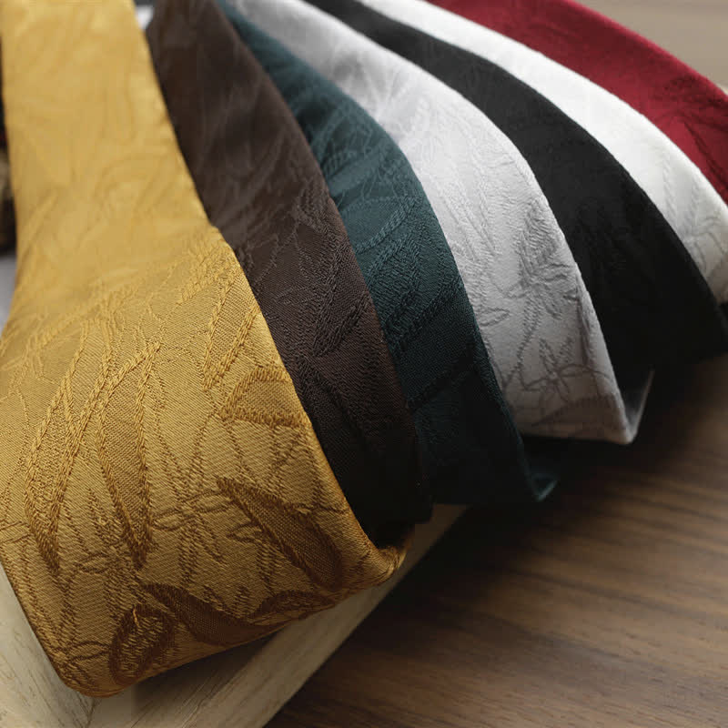 Cravatta casual da uomo con motivo floreale jacquard a foglie - image 3