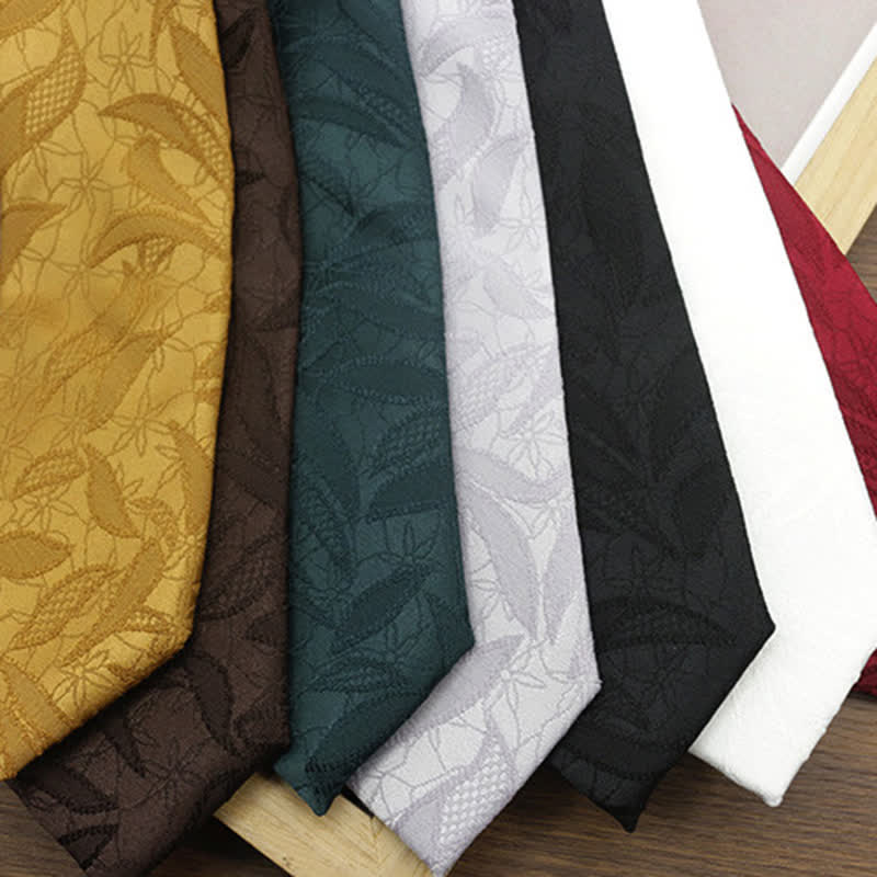 Cravatta da uomo casual con motivo floreale jacquard a foglie - image 3